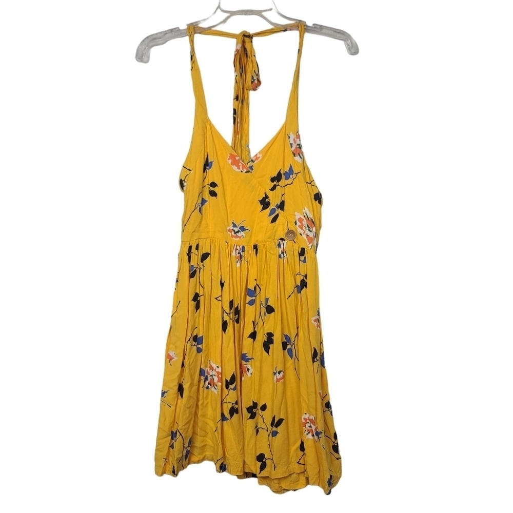 Urban Outfitters Pippa Yellow Floral Halter Mini Dress XS
